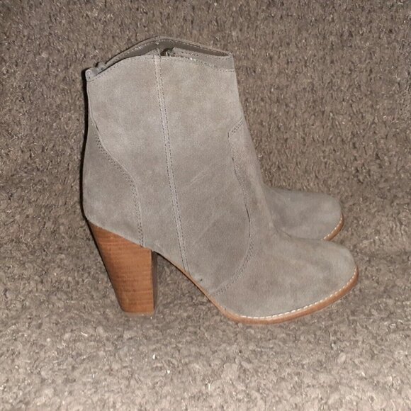 JOIE-Dalton-Charcoal/Taupe Suede Tassel Heeled Ankle Boot-Sz 36-Excellent - Picture 4 of 7